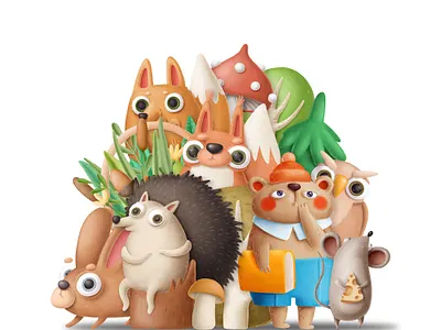 Woodland gang 3d animals autumn cartoon character design doodle forest illustration plasticine poster poster art school