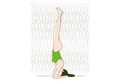 yoga girl.4 body design flat flat illustration girl green healthy illustration line lineart meditation sport vector yoga yoga pose