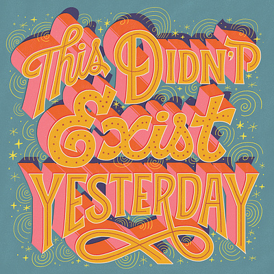 Exist hand lettered illustration lettering vintage