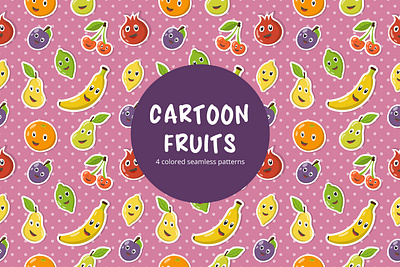 Cartoon Fruits Vector Seamless Pattern cartoon free freebie graphics pattern vector