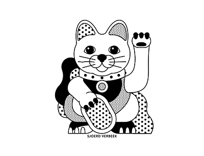 Lucky Cat artwork asia black white campaign dots happy illustration illustrator japan luck lucky cat maneki neko pattern personal tokyo travel vector