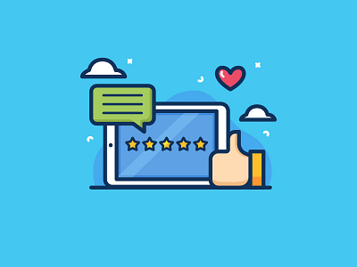 Feedback banner feedback flat icon illustration review web webdesign yellowline