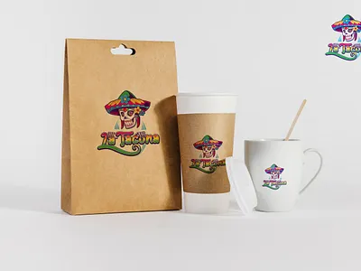 La tacona Cup Bag branding design flat identity illustration minimal vector