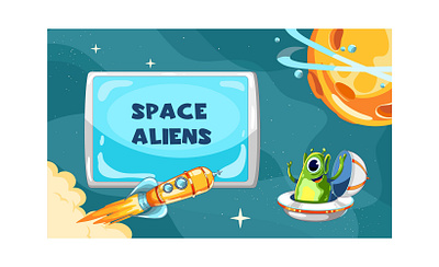 Space game design affinity affinity designer alien animal character cute design digital game illustration kids monster planet rocket vector