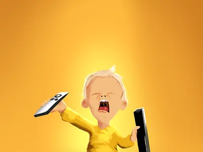 No TV no life! 2d angry cartoon character frustration kids illustration procreate