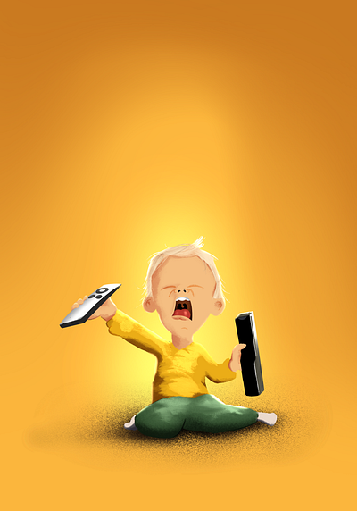 No TV no life! 2d angry cartoon character frustration kids illustration procreate