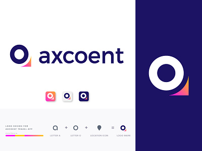 Axcoent Travel App Logo a letter app app icon app logo brand identity brandign business company corporate creative design design agency gradient letter logo mark logo branding logo design logo mark technology technology logo travel app logo