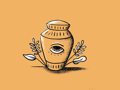 Inktober Grandma Ash(es) ashes death eye eye roll flowers gold illuminati illustration inktober inktober2019 orange sketch spooky urn urn illustration