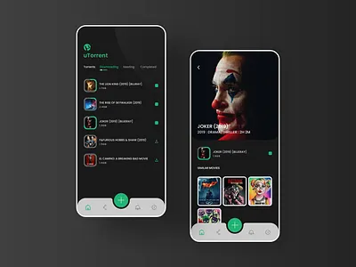 Torrent app black app theme branding clean ios joker typography ui ui ux ui design uidesign uiux user experience user interface utorrent app ui