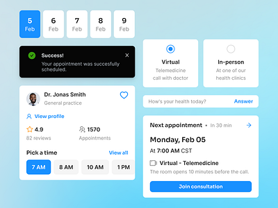 Components - Health care app app design health healthcare ui