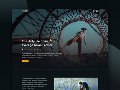 Stories asia blog dark design minimal news newsletter read shapes stories story storybook ui uidesign xd