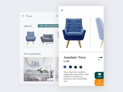 Interior design app blue button buy cards design furniture furniture store inspiration interior like mobile price slide trend ui uidesign uxdesign uxui