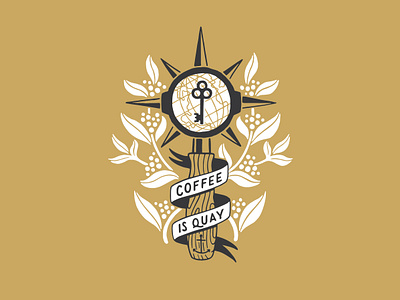 Coffee is Quay anchor branding coffee illustration key lettering portafilter