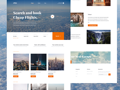 Odigo - Book flights air airplane booking cheap flights homepage landing page luxury orange search sky traveling vacation