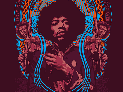 Jimi illustration practice jimi hendrix portrait rocktober vector