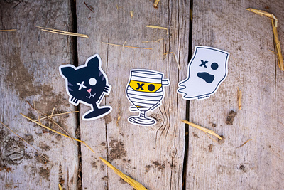 Spooky Sticker Set beer beer branding cat funkwerks ghost halloween illustration mascot mummy spooky stickers winky