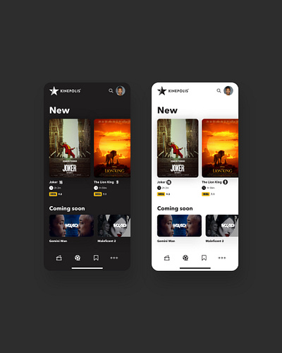 Kinepolis App | Dark and Light Mode cinema dark darklight design infinite instagram joker kinepolis light lionking mode social tickets ui uidesign uiux uiuxdesign ux web webdesign