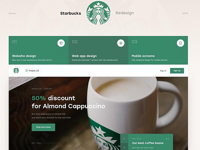 Starbucks Landing Page clean ui dailyui design minimal modern modern design web web app web design webdesign website website concept website design