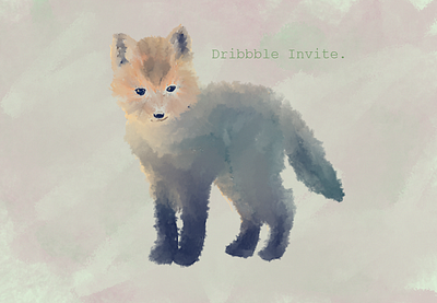 Baby Fox - Invite art design invite photoshop watercolor