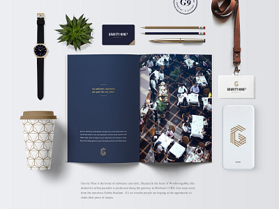 Gravity Nine - Luxury Living apartments brand brand identity branding design development flatlay luxury property developer real estate realestate