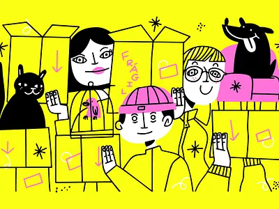 Dada Room branding character friends illustration procreate roomies texture vector