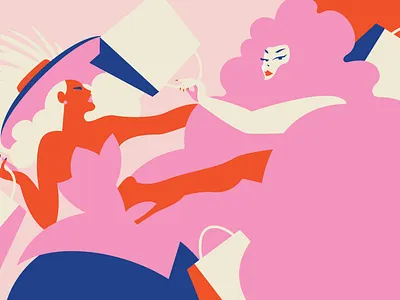 Black Friday drag fight illustration shopping