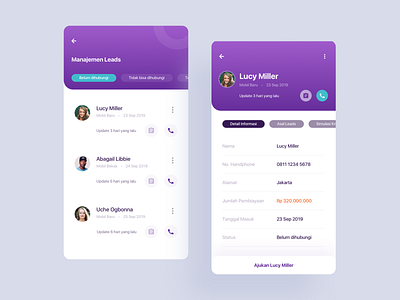 Management Leads - Sales App app exploration leads management mobile tabs ui deisgn