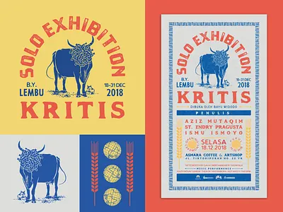 Lembu's Solo Exhibition art badge branding buffalo design illustration logo logodesign logotype poster symbol typography vintage