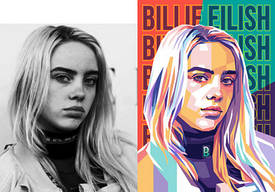 billie eilish colorful illustration musician pop art portrait wpap