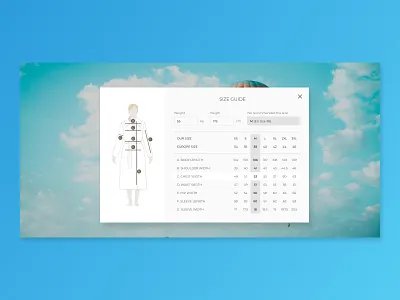Size chart cashmere chart coat concepts design guide invision studio size size chart size guide ui ui design web design