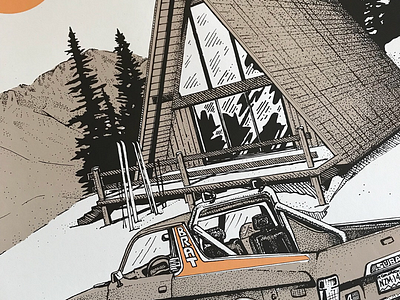 Crop of a fun illustration/3-color I did for Subaru. brat illustration screen print subaru