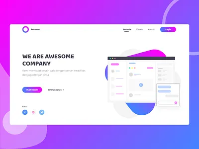Awesome Company - Landing Page booking page checkout clean e shop illustration landing page logo minimalism ui web design