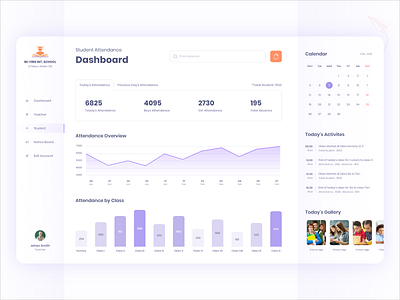 Student Attendance Dashboard minimal dashboard web design