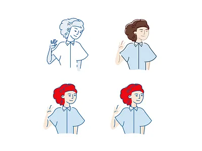 Illustration concepts avatar blue character design face human illustration art illustration design illustration digital illustrations linework red ui vector wave women