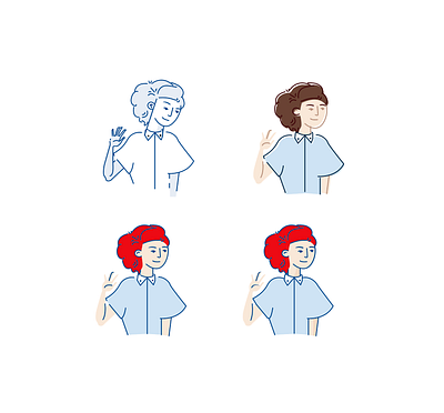 Illustration concepts avatar blue character design face human illustration art illustration design illustration digital illustrations linework red ui vector wave women