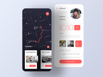 # uiux - Event Finder App UI (Event Location & User Profile)⁣⁣ app design designer graphic illustration logo sketch typography ui ux vector