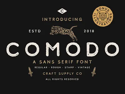 Comodo Font Family + Illustrations creative design font illustration logo sans serif type typeface typography vector vintage