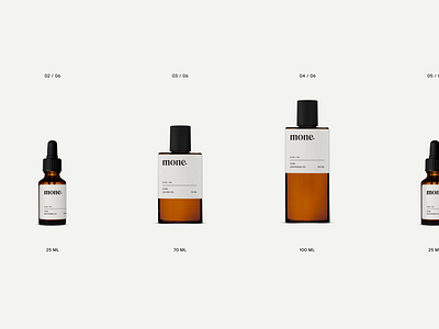 Mone Natural Skincare Brand Packaging animation bottles design gif grid label light liquid minimal motion packaging packaging design skincare video