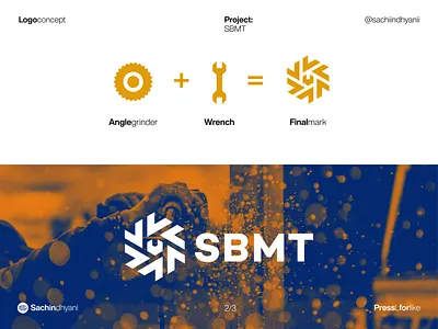 SBMT logo concept brand identity branding concept construction design icon logo logodesign minimal monogram tool vector yellow