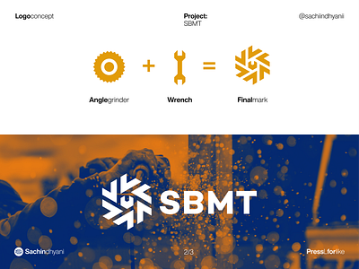SBMT logo concept brand identity branding concept construction design icon logo logodesign minimal monogram tool vector yellow