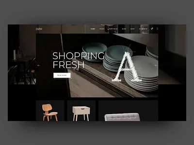 DØR Shop animation architect architecture black bold chair contrast crafts dark design furniturestore handmade interior onlineshop table ui ux web website wood