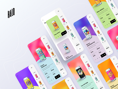 Halo brewery app concept \\ Product Design beer branding clean concept design flat ios minimal mobile mobile app product product design store typography ui ux