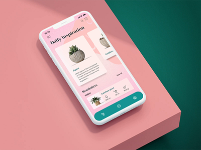 Plant Care App 2d art animation design gardening interaction interior ios mobile navigation pink plant ui