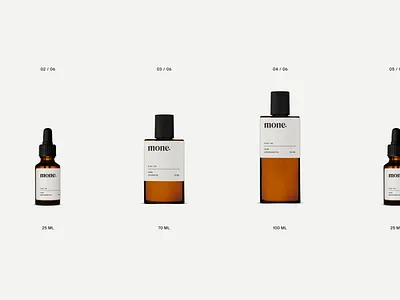 Mone Natural Skincare Brand Packaging animation bottles brand branding care design grid identity interaction label liquid minimal mone package package design packaging packaging design skin typography video