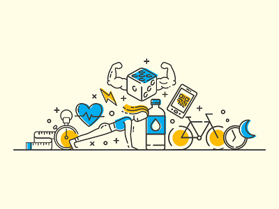Line Illustration dice fitness flat art flat illustration line art line craft line drawing line illustration qrcode sports workout