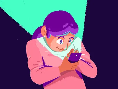 Connected Girl charadesign design girl illustration mobile people people illustration phone procreate