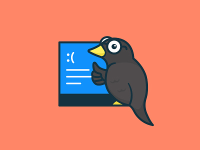 Smart Hawk cartoon character colorful computer cute design hawk illustration inspiration mascots monitor playful youthful