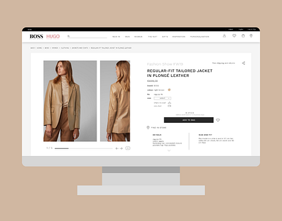 Redesign of HUGO BOSS product page adobe adobe xd adobexd branding design e comerce e commerce design e shop ecommerce fashion fashion brand hugo boss product product page redesign redesign concept redesigned store ui ux