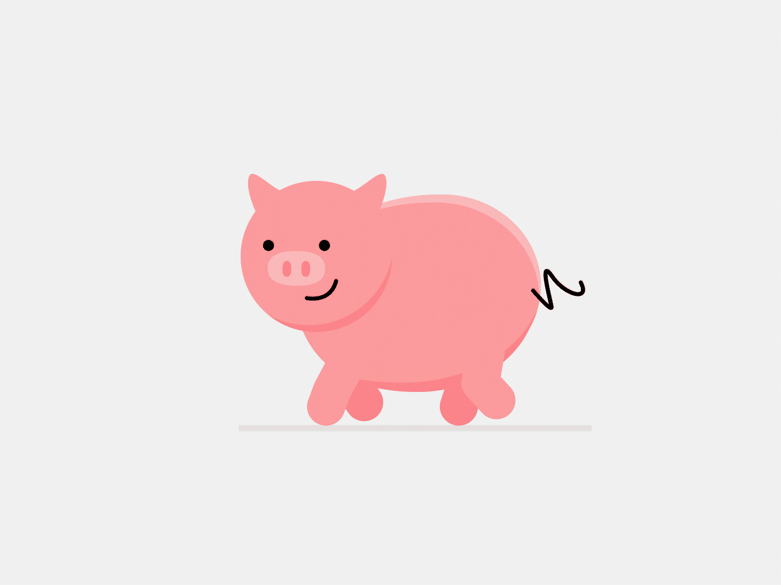 Ham 2d after effects animated animation cartoon character design flat fun funny gif illustration illustrator minimal pig vector walkcycle