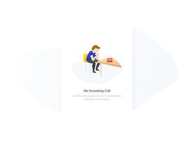 empty state - no incoming call blue clean color concept design empty state flat illustration ilustrator mobile ui design uiux yellow